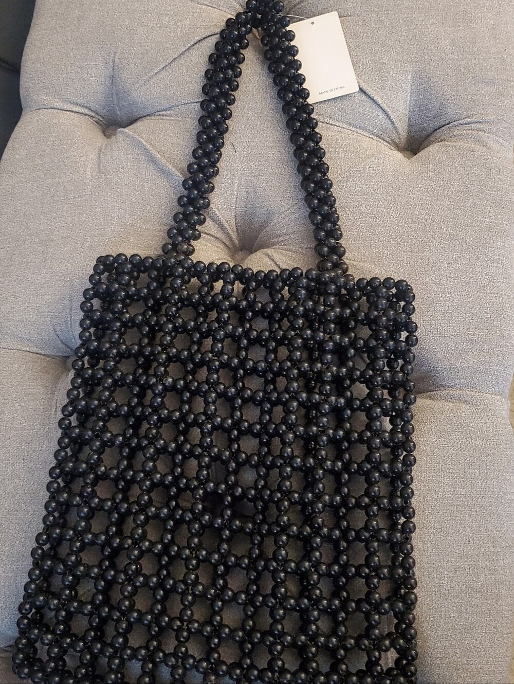 Beaded Black Tote Bag - Fashion Handbag NWT